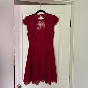 BB Dakota Burgundy Lace A-Line Mini Dress